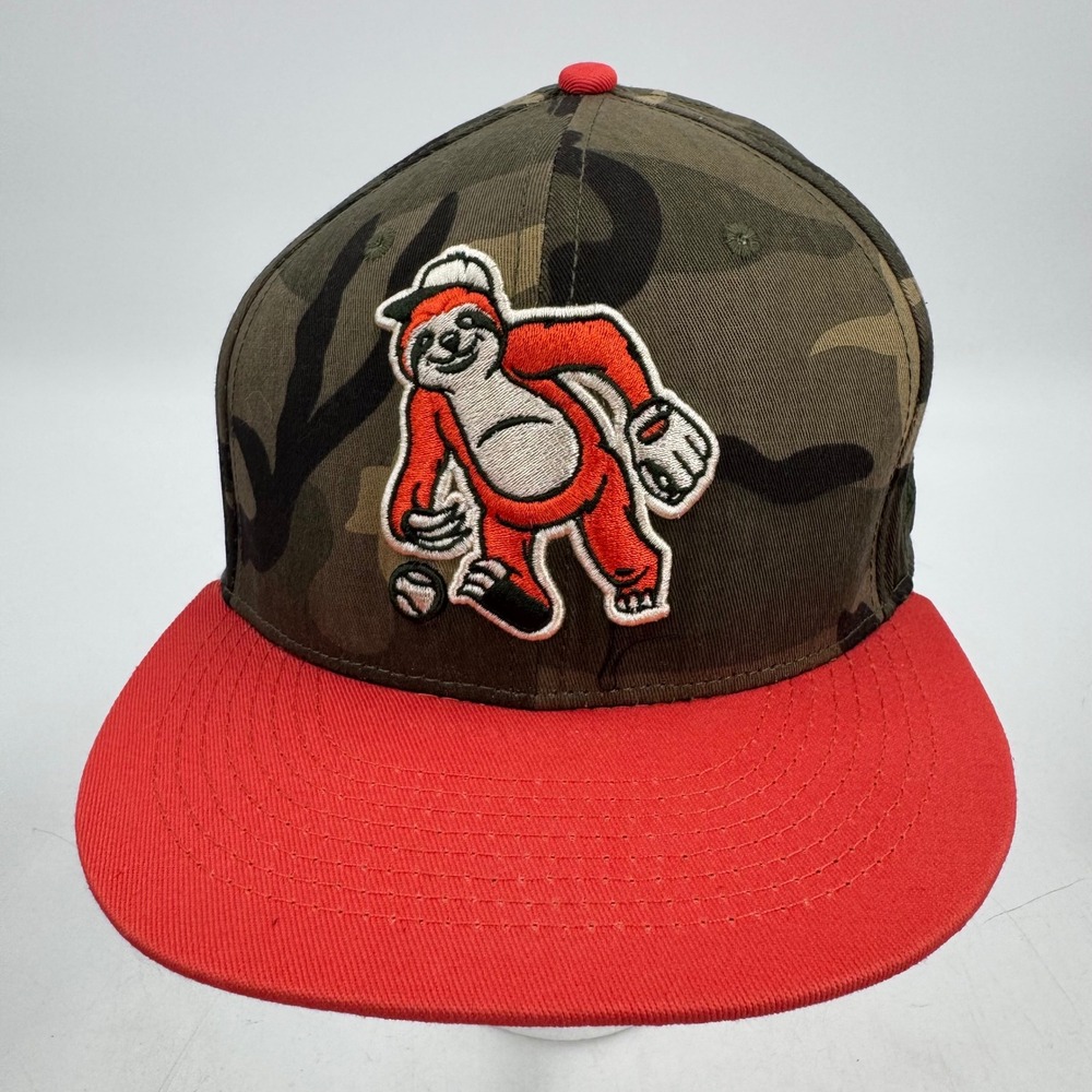 Baseballism Cap 7 1/4‎ Fitted Baseball Cap Sloth Camo Green Red Limited Edition